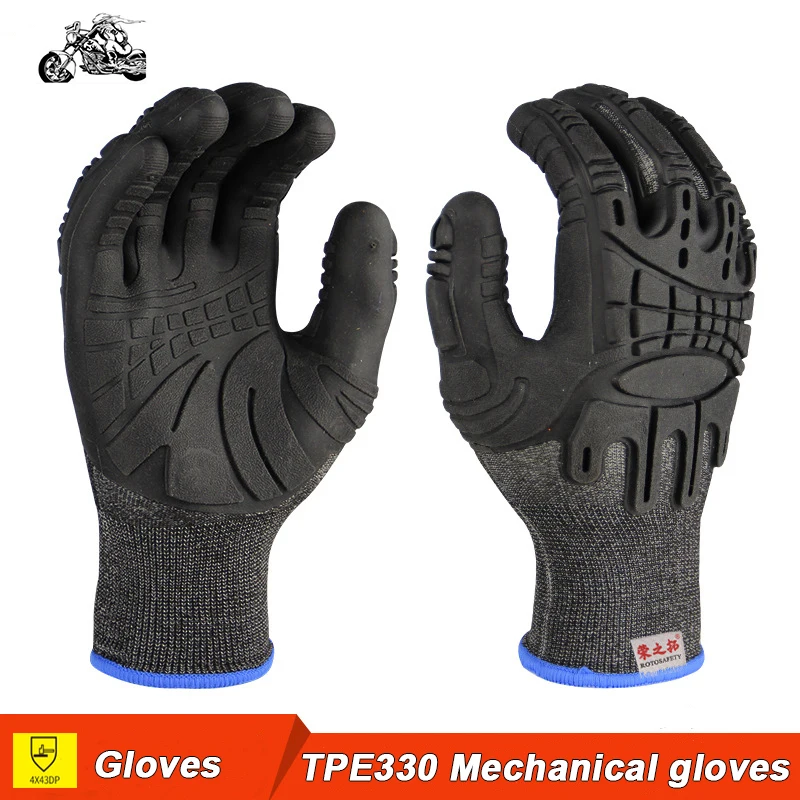 TPE 330 Mechanical Gloves back of hand Anti-smash palm non-slip Strong grip application widely rescue damping protective gloves