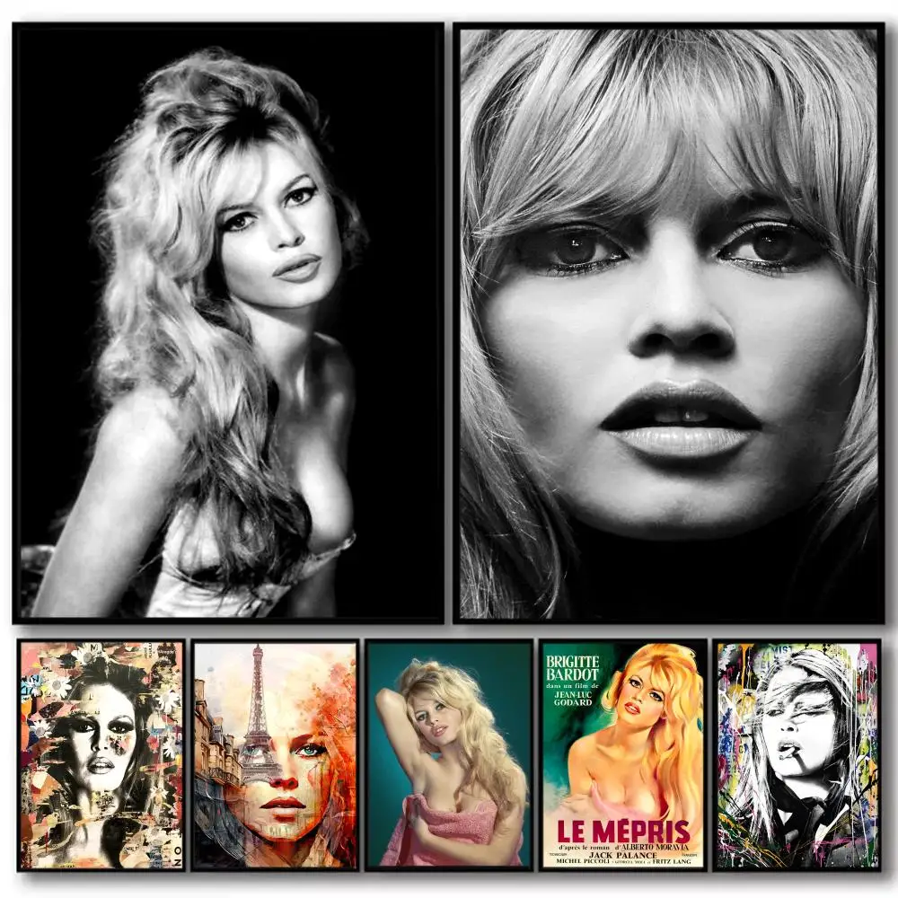 نموذج B_Brigitte B_Bardot HD طباعة ديكور قماش الكتان المشارك جدار الفن يطبع لغرفة المعيشة غرفة نوم مكتب ديكور المنزل #1