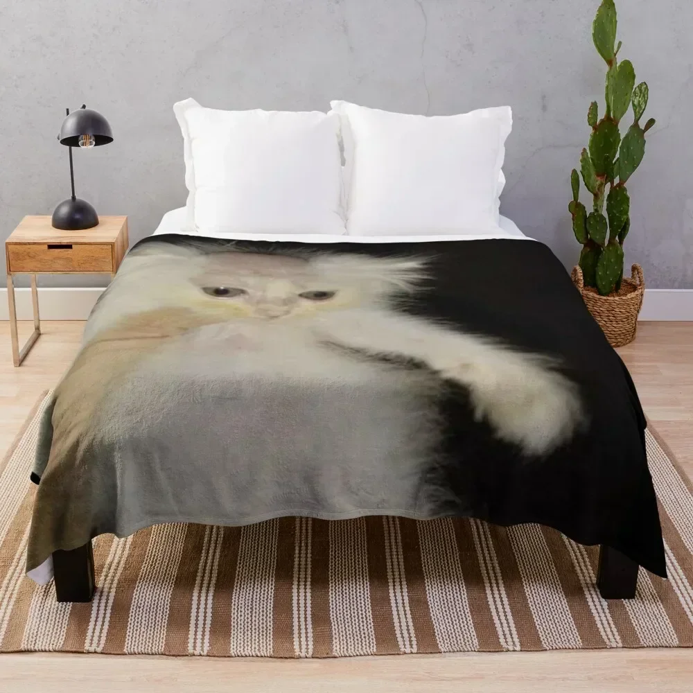 bald cat meme Throw Blanket Ultra Plush Cozy Blanket for Napping Sleeping