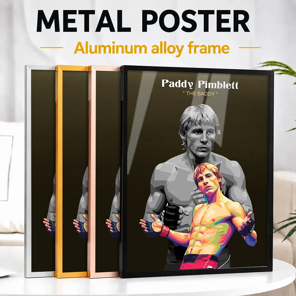 Paddy Pimblett 'The Baddy' Portrait Framed Aluminum Metal Poster Personalized Mixed Media Wall Art For Home Gym, MMA Fan Gift