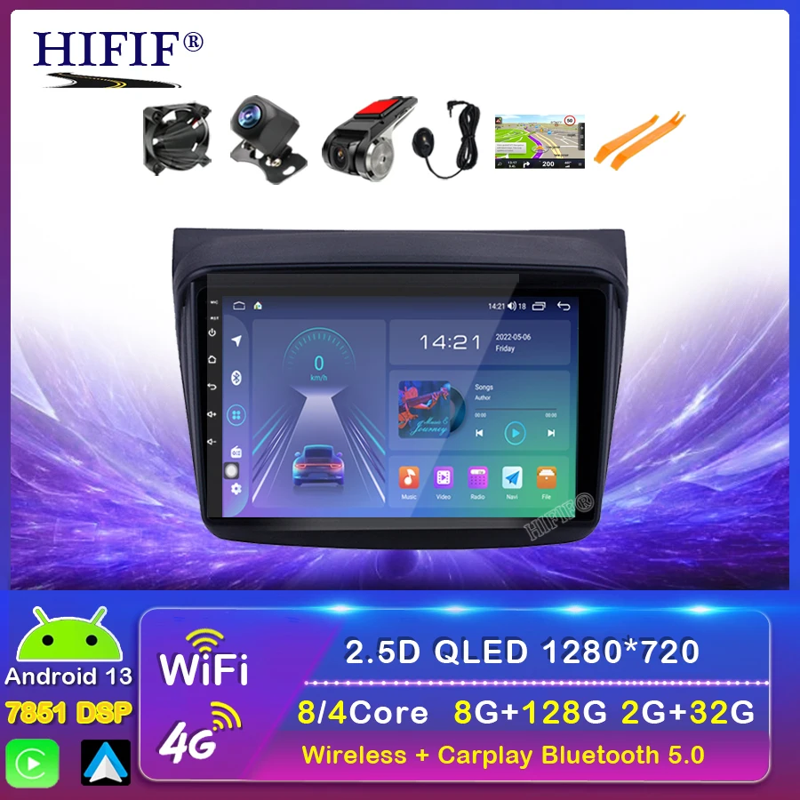 Reprodutor de vídeo multimídia automotivo, rádio, navegação gps, android, 2 din, dvd, para mitsubishi pajero sport 2 l200 triton 2002-2013