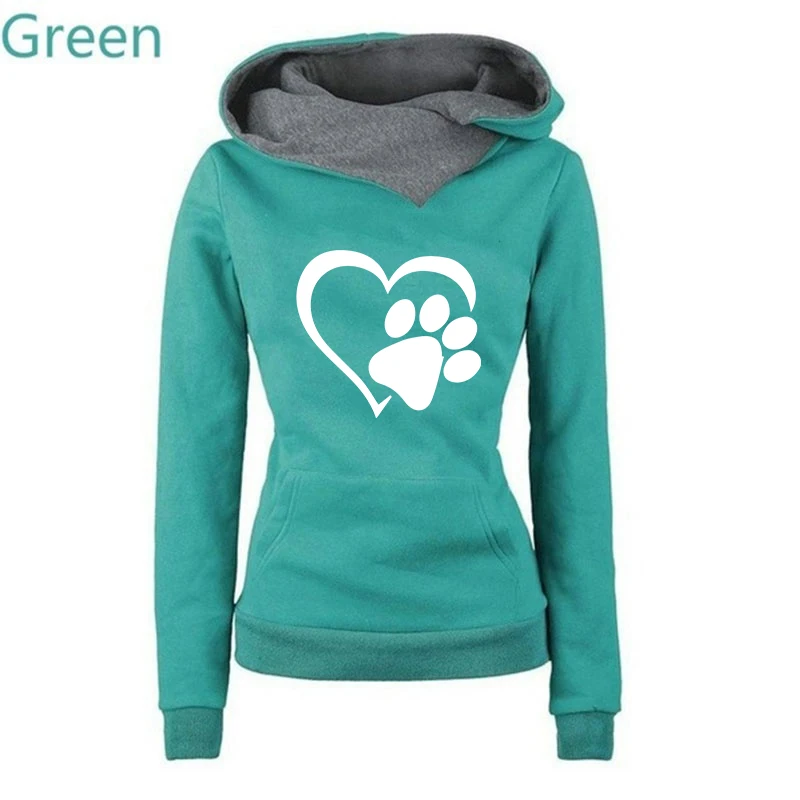 Cute Dog Paw Hoodie Fashion Printing Women\'s Casual Pullover Hoodies Winter Autumn Sweatshirt Teenager