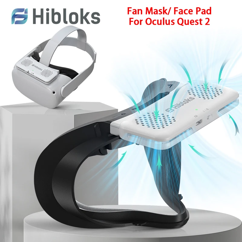 Hibloks VR Mask For Quest 2 Fan Cooler Facial Interface Face Pad Radiator Relieve Lens Fogging for Oculus Quest 2 Accessories