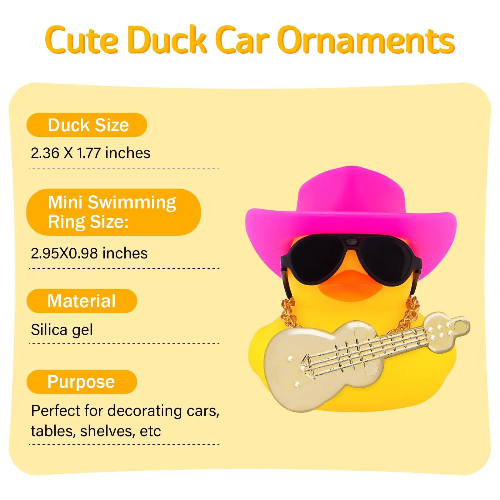 Car Rubber Duck Car Duck Decoration Dashboard Car Ornament for Car Dashboard Decoration Accessories