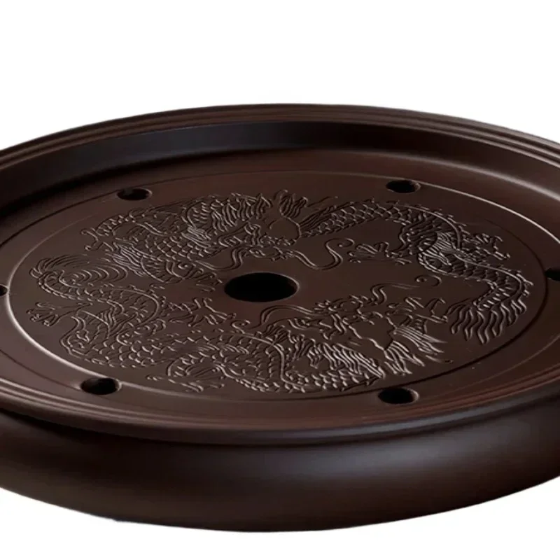 Large Circular Tray Ceramic Tea Set Kung Fu Tea Ceremony Accessories Purple Sand Simple Household Tea Table New 2024