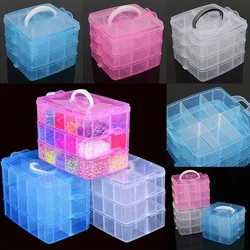 3 Layers 18 Compartments Clear Storage Box Container Jewelry Bead Organizer Case Rangement Cajas organizadoras Plastic box