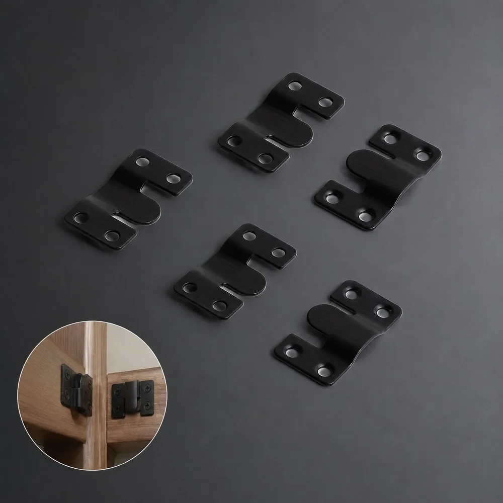 10pcs Stainless Steel Wall Hooks Picture Frame Keyhole Hangers Interlocking Flush Mount Brackets for Sofa Bed Furniture