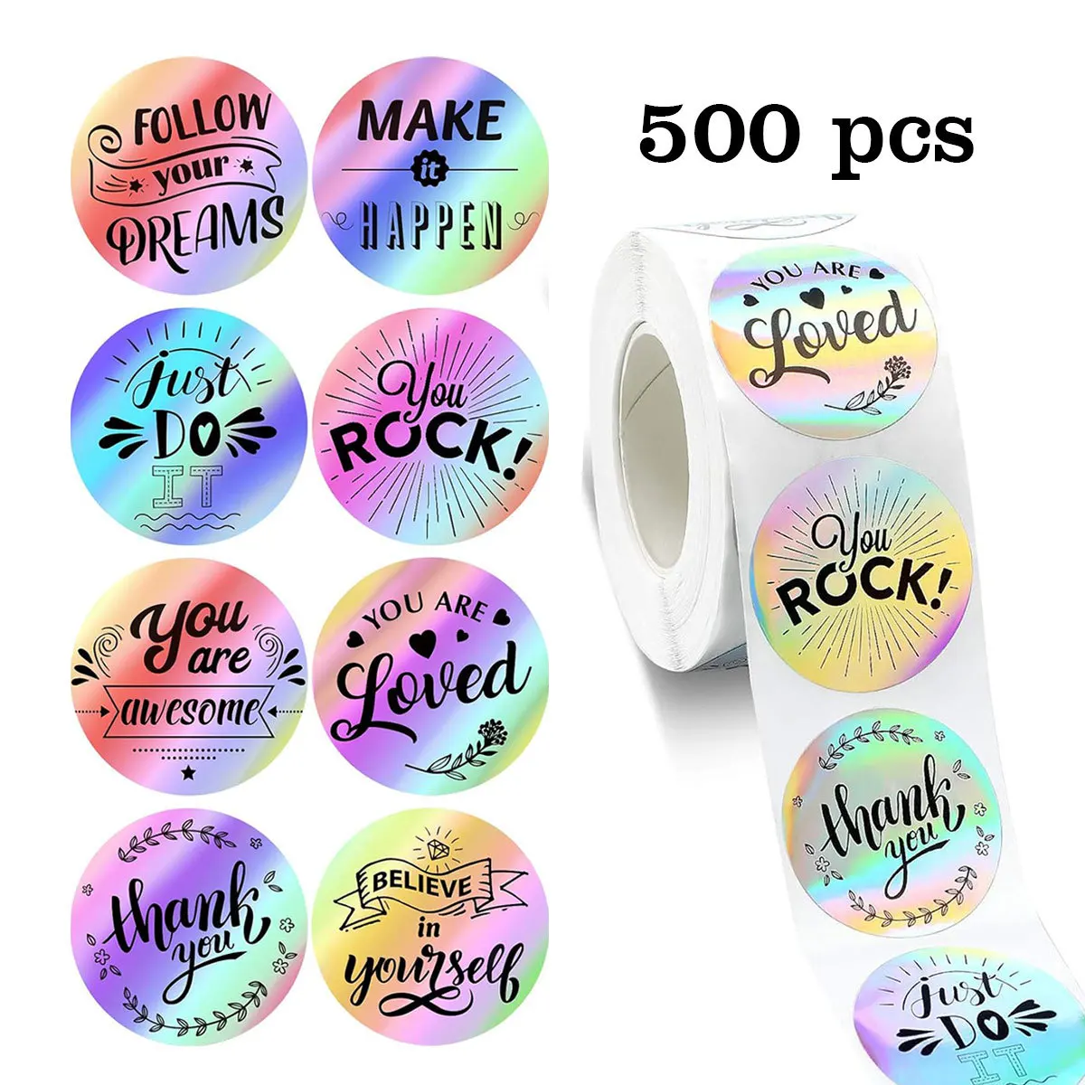 500Pcs /Roll 2.5cm Laser Sticker Reward Decorative Gift Series Self-Adhesive Stationery Sticker Labels