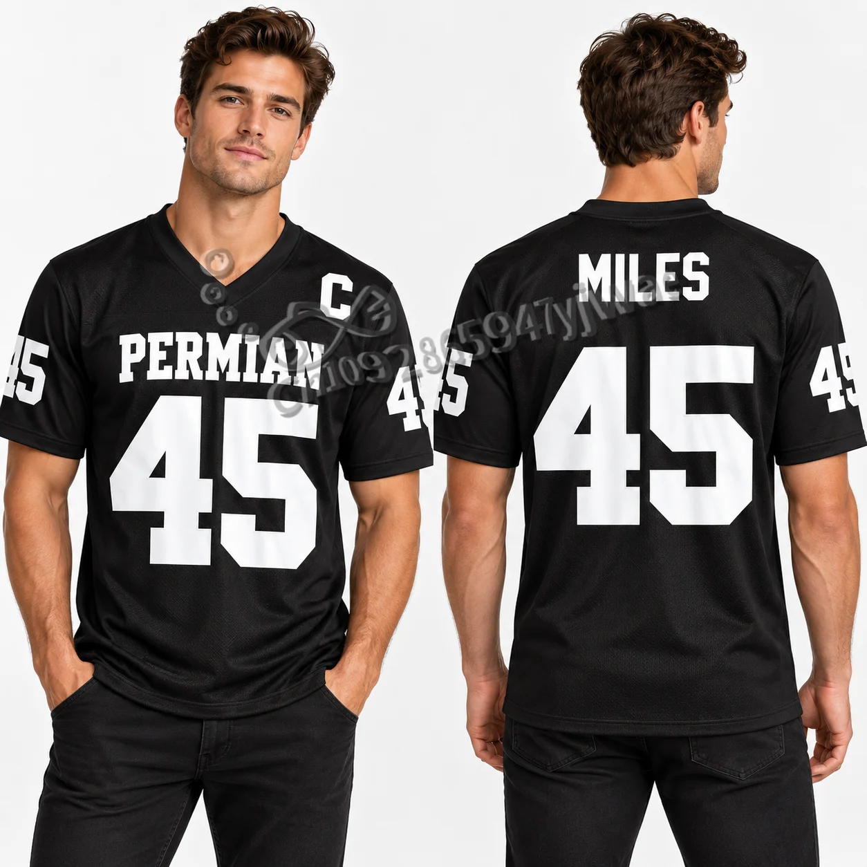 American Street Style Sports Mesh Football Jersey Casual Breathable Plus Size Dance Hip-hop PERMIAN MILES Men's Women's T-shirts