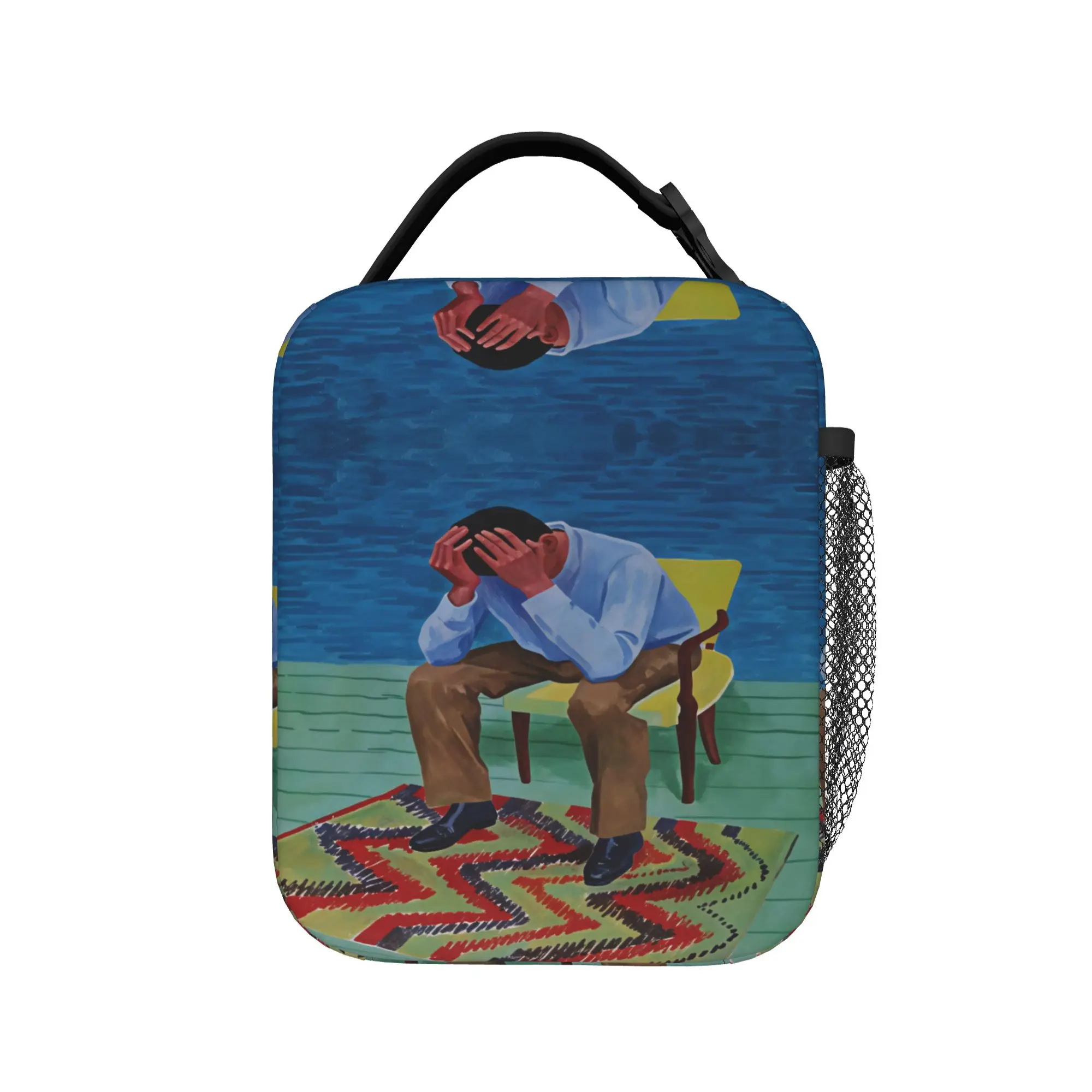 David Hockney Poster Lunch Bag  Casual Lunch Box Office Portable Zipper Thermal Tote Handbags For Men Oxford Graphic Cooler Bag