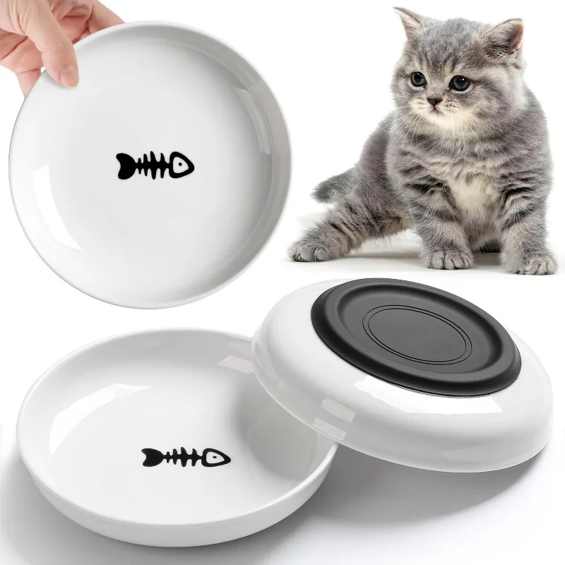 

Cat Bowls Cats Dishes Set for Indoor Cats Plates for Food and Water Non-Slip Silicone Bottom Pet Supplies Cat Food Dog Bowls
