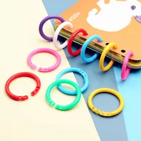 50 unids/bolsa de carpetas de anillas de colores de plástico, 15mm, álbumes DIY, aros de libros de hojas sueltas, suministro de encuadernación de apertura para oficina, álbum de fotos