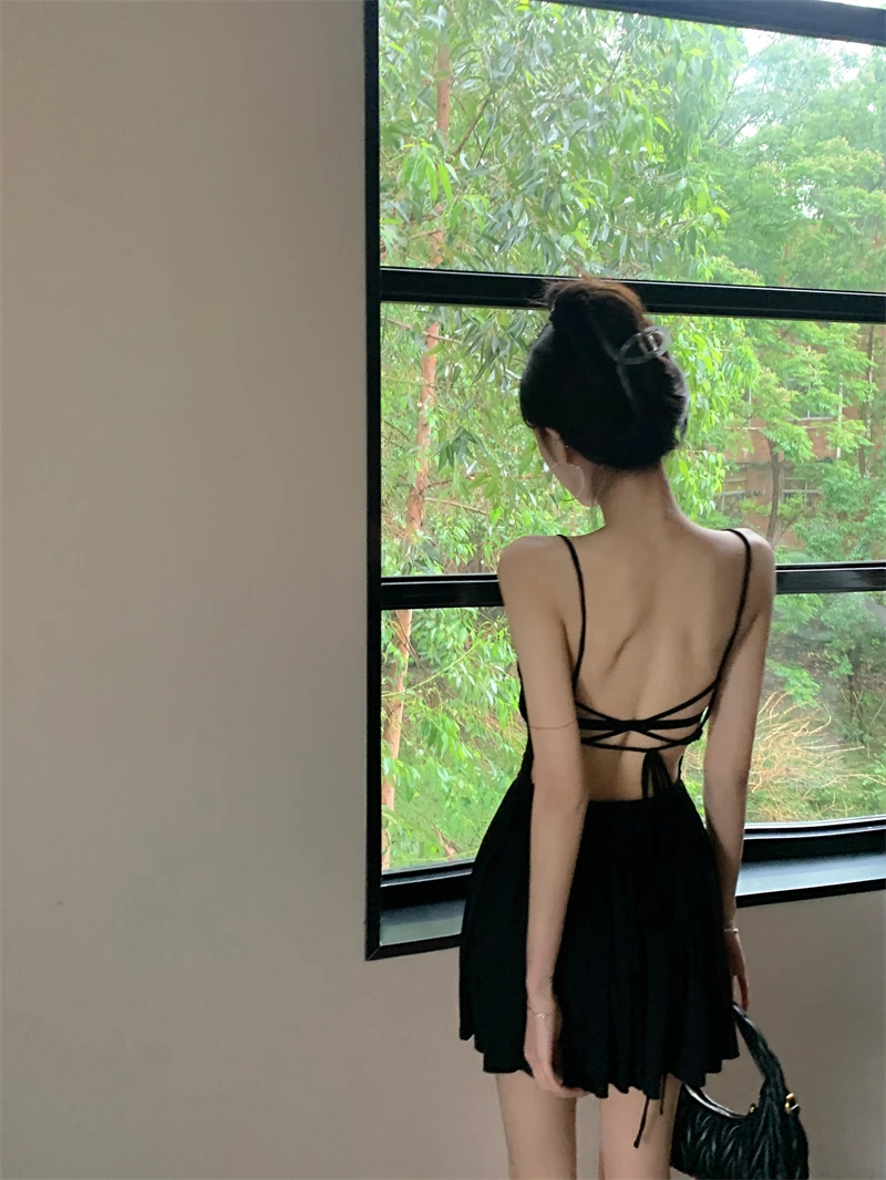 

Dark Ballet Sexy Hottie Backless Drawstring Split Halter Dress