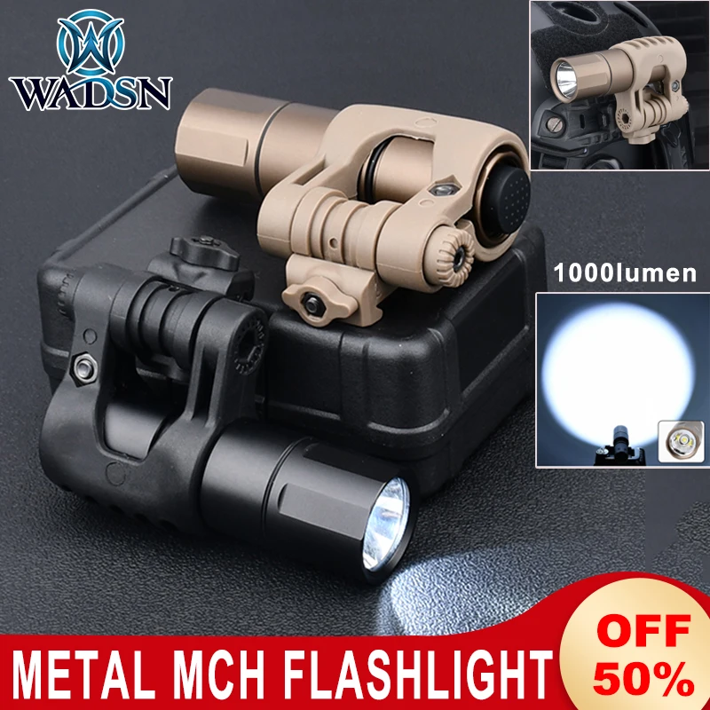 Metal Cloud-DD  MCH Flashlight 1000Lumen Powerful Pistol Weapon Scout Light Tactical Hunting Airsoft Torch with Helmet Clip Rail