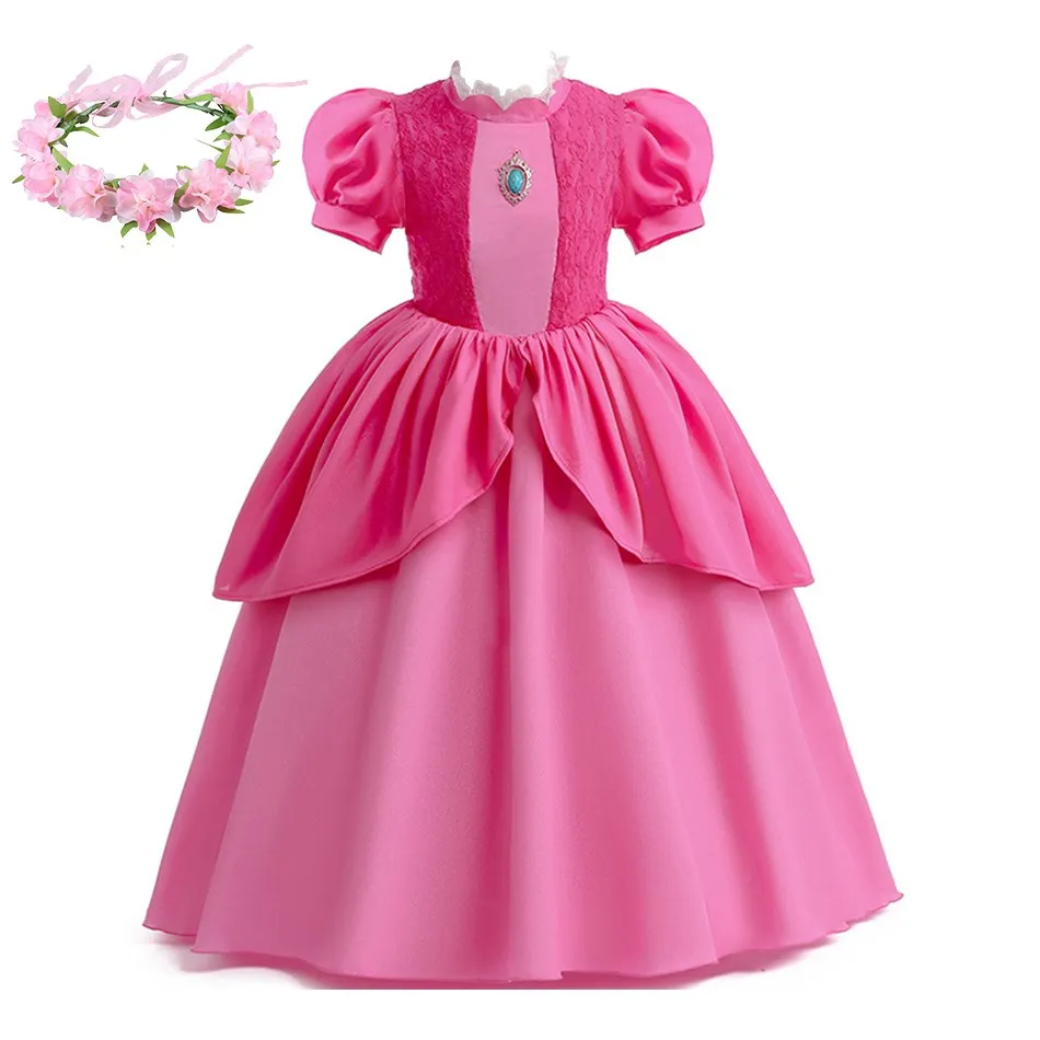 Girls Princess Costume Baby Peach Cosplay Halloween Layered Dress Kids Summer Birthday Elegant Clothes 2023 New Party Disguise