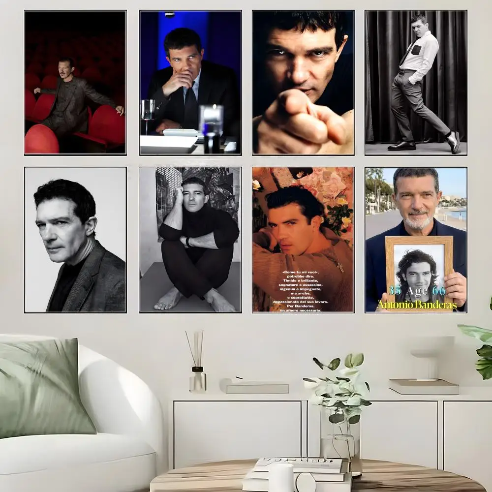 Celebrity A-AntonioS Banderas Poster  Self-adhesive Art Waterproof Paper Sticker Coffee House Bar Room Wall Decor