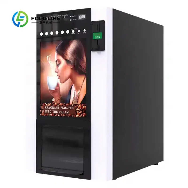 Custom 1600W Commercial Desktop Coin Operated Coffee Vending Machine, Bean To Cup Fully Automatic Instant Coffee Maker