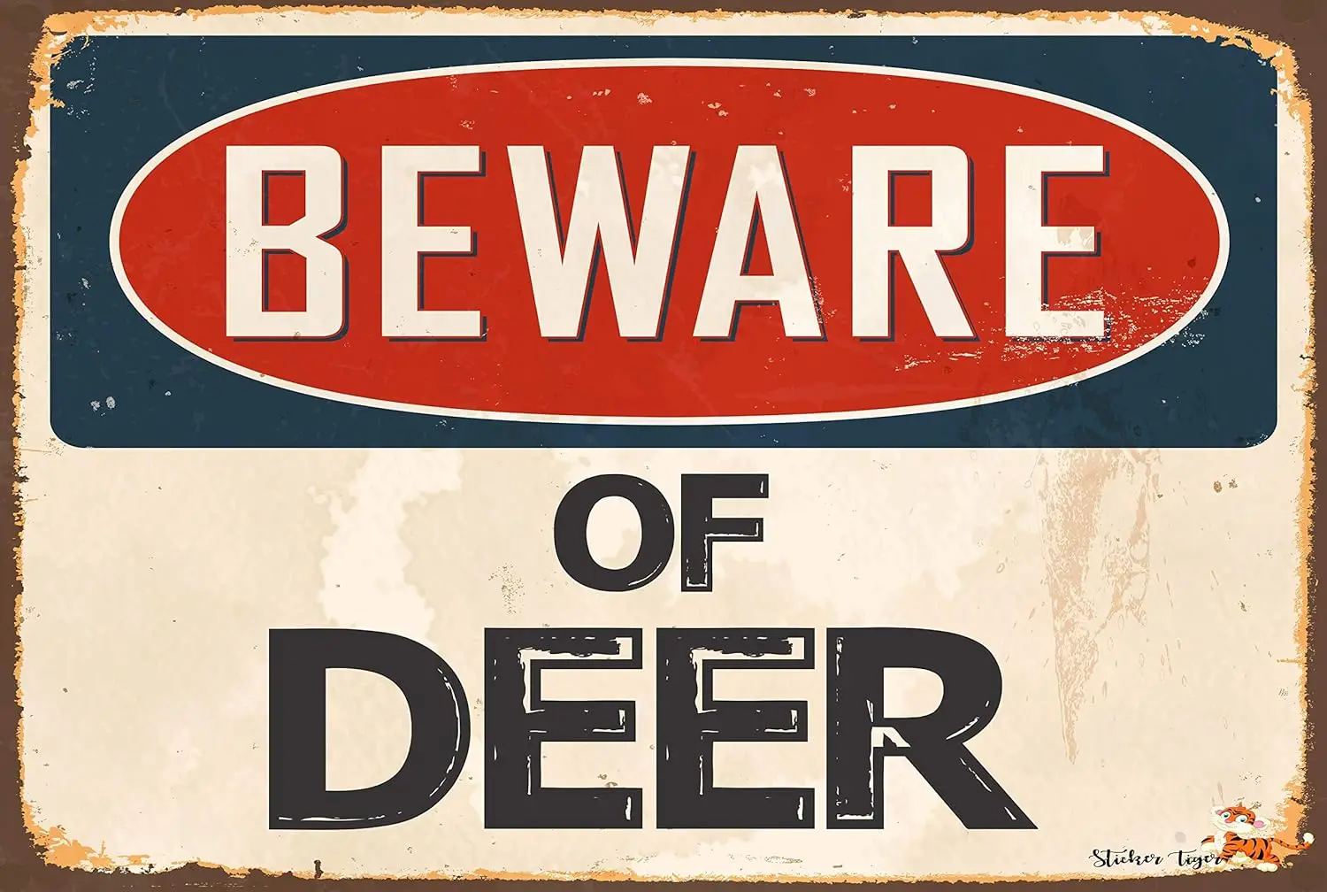 BEWARE OF DEER Aluminum 8 x 12 Metal Novelty Vintage Reproduction Danger Sign sign