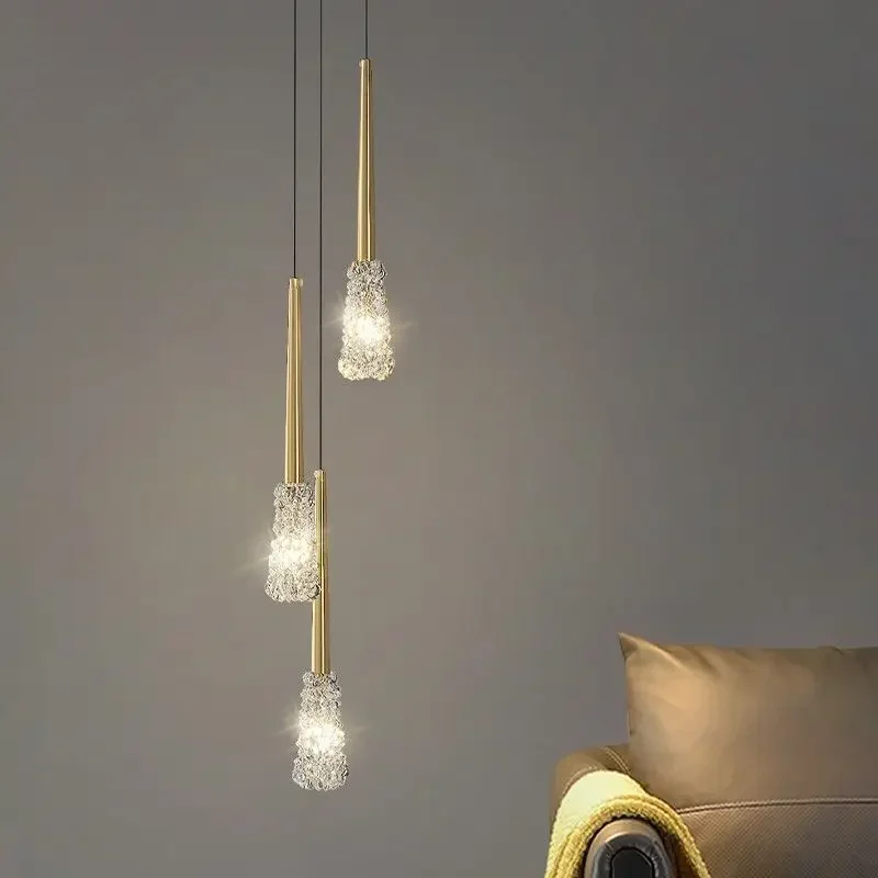 LED Copper Small Pendant Lamps Srystal Bedside Lights For Living Room Bedroom Hotel Cafe Bar Decor Hanging Light Fixtures