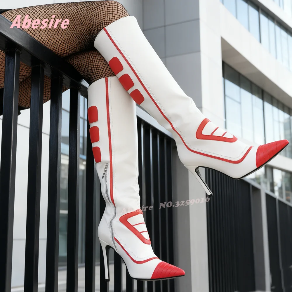 

Лоскутные мотоциклетные сапоги до колена с острым носком, разноцветные женские сапоги на шпильке, зимние гладиаторские туфли с боковой молнией