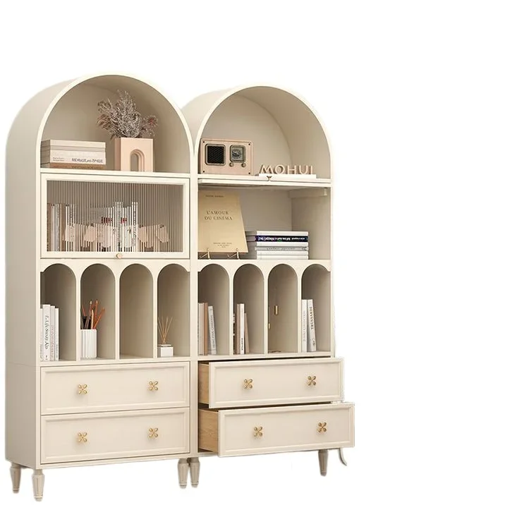 

Neoclassical light luxury solid wood arched old retro all solid wood white children's bookcase