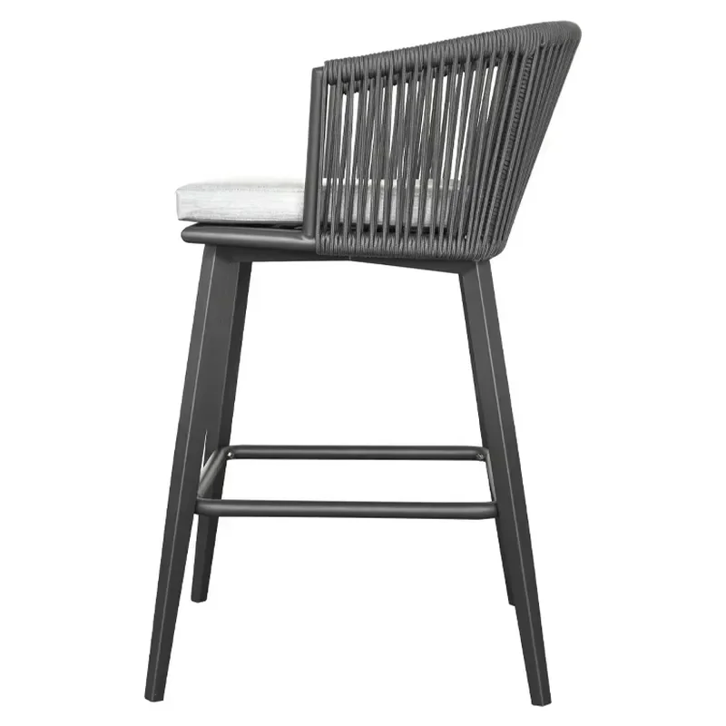 bar Stool High Chair Grayish Black With Aluminum Alloy Frame Customizable Color Garden Outdoor Furniture Set