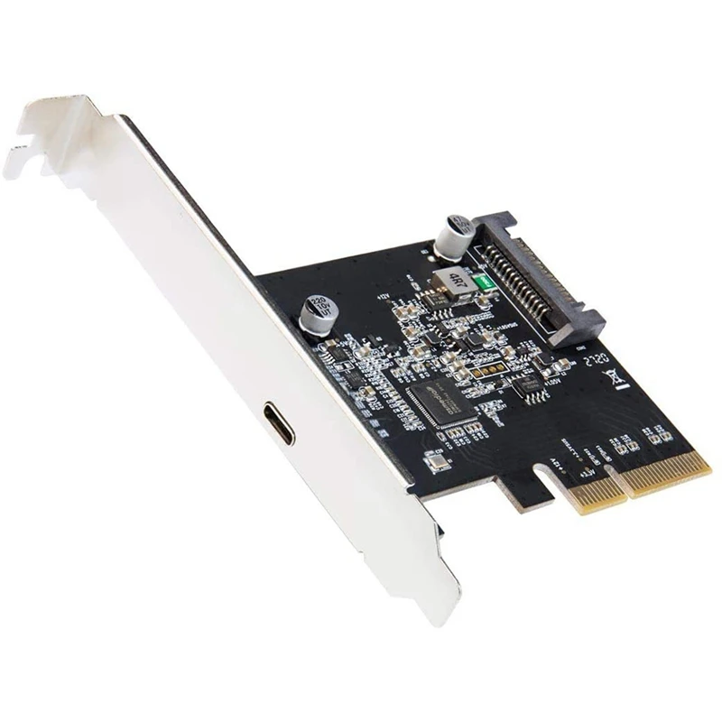 IOCREST USB 3.2 PCI Express Expansion Card PCI-E 4X To USB3.2 Gen2 X2 Type-C 20Gbps SATA Powered Asmedia ASM3242