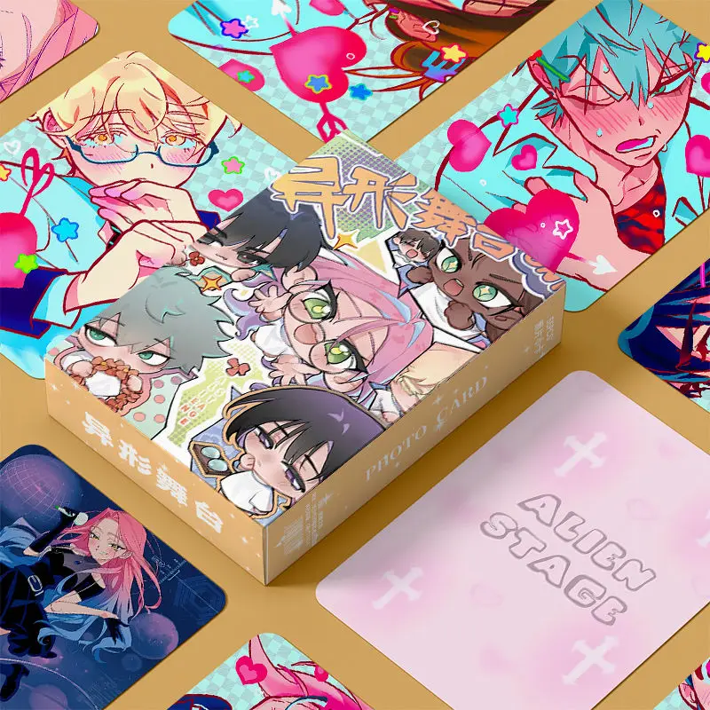 55pcs Korean Manga Alien Stage Laser Card Mizi Sua Ivan Till Hyuna Luka Double Sided Print LOMO Card Anime Picture Postcard Gift
