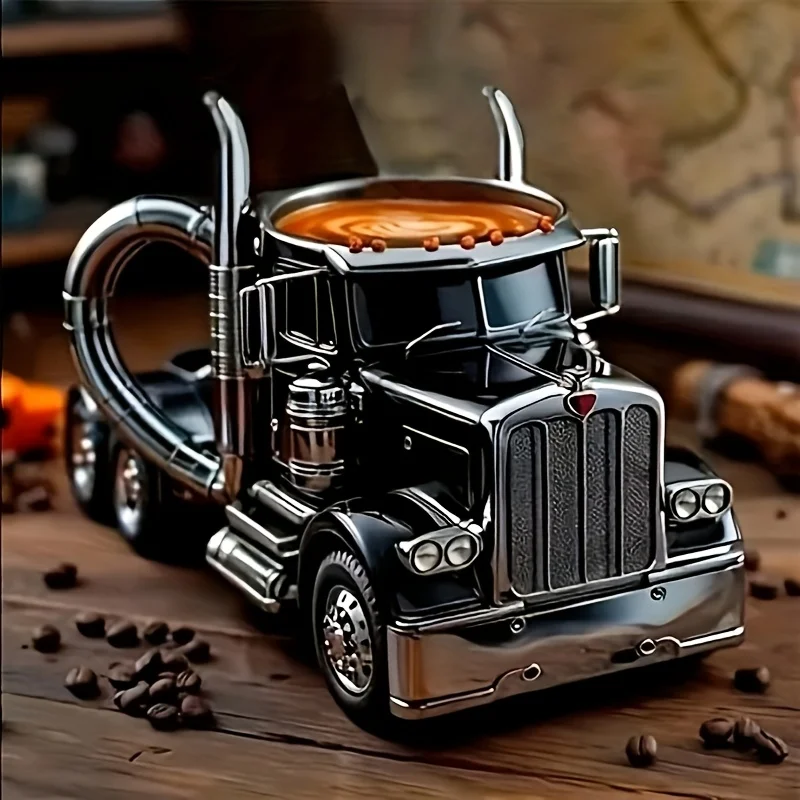 

European Handmade Truck Coffee Cup Resin Craft Desktop Car Ornament Cross Border New Arrival