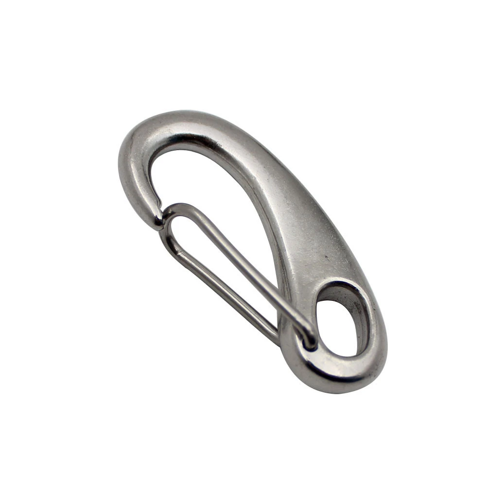 304\316 Stainless Steel Marine Rope Buckle Ship Hardware Tools Spring Hook Egg-Shaped Hook Moon Eyebrow Hook Egg Buckle Keychain