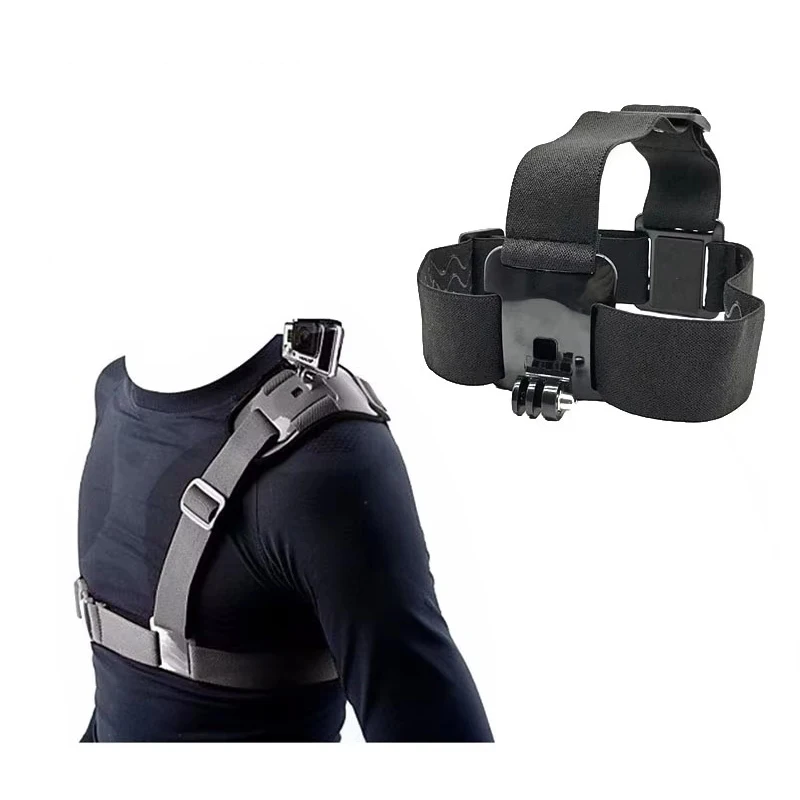 Черный Комплект Аксессуаров Для Gopro Hero 13 12 11 10 9 SJCAM EKEN H9R AKASO С Одним Ремешком Для Крепления На Плечо