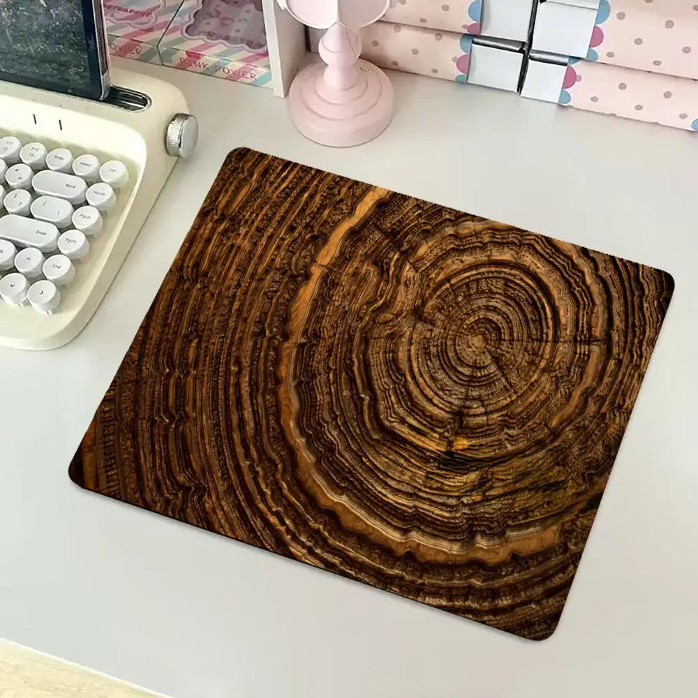 Wood Grain Annual Ring Mousepad Small Square Gaming Mouse Pad LockEdge Computer Keyboard Table Desk Mat Deskmat Office Accessory