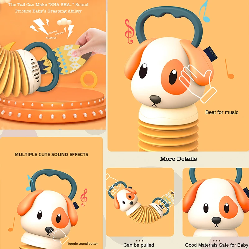 Dog Accordion Baby Toys Cartoon Animal Dog Elephant Deer Accordion Bug Toddler Early Education Music for Boy Girl Christmas Gift