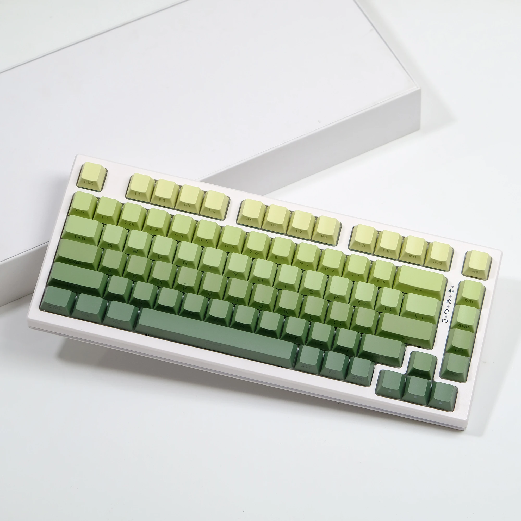 

Gradient Green Side Printed Shine Through Keycaps Double Shot PBT Keycaps Cherry Profile for MX Switches Mechanical Keyboard