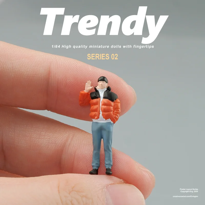 1:64 Anime doudoune hommes Mini poupée Figure modèle miniature photographie accessoires scène modèle bricolage table de sable aménagement paysager ornement