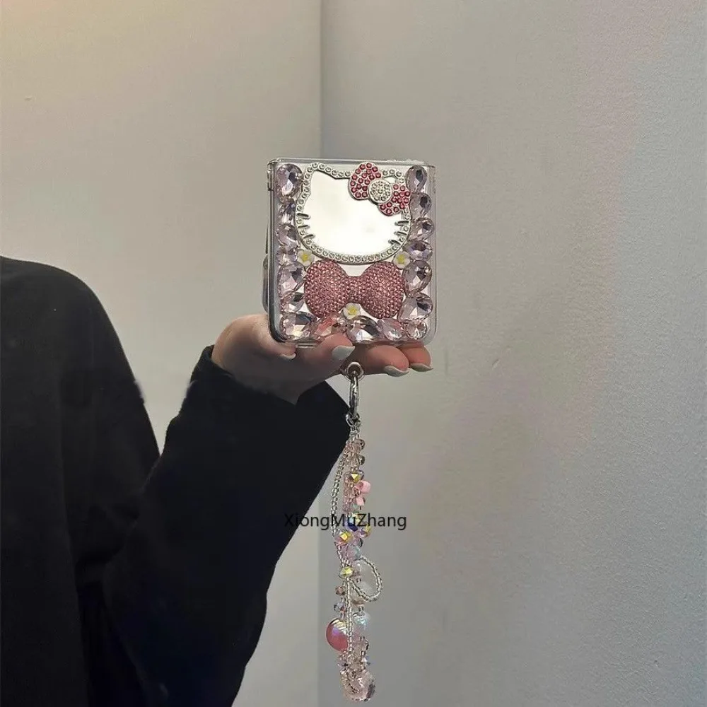 Bling Strass Kristall Hello Kitty Hülle für Motorola Razr 60 Ultra 70 50 Razr 40 Ultra Diamant Make-up Spiegel Sanrio Cover – Detail 6