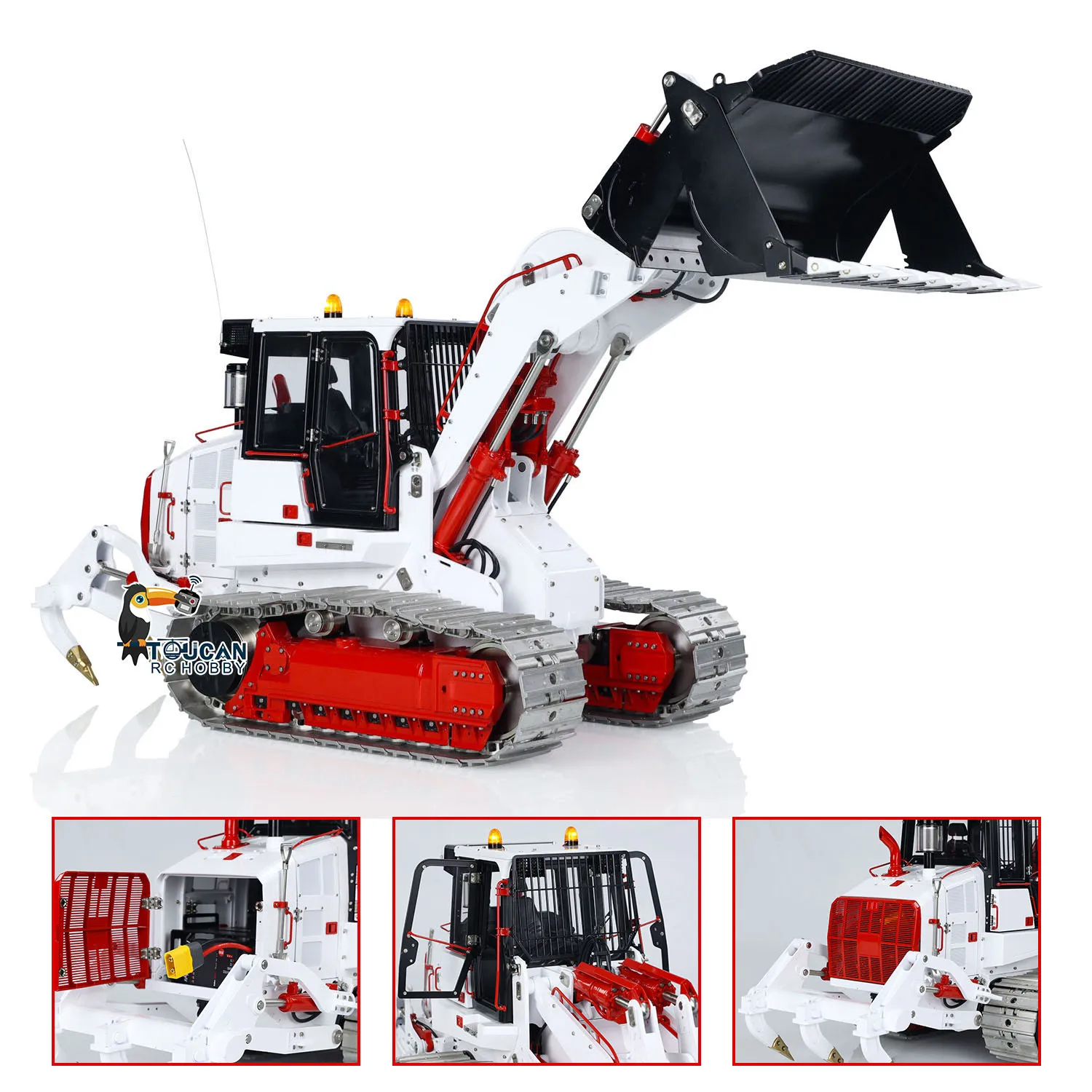 Metal 1/14 LESU AOUE 973K RC Hydraulic Loader TOUCAN DIY Painted Finished Radio Tracked Car Openable Bucket Plow Light Sound