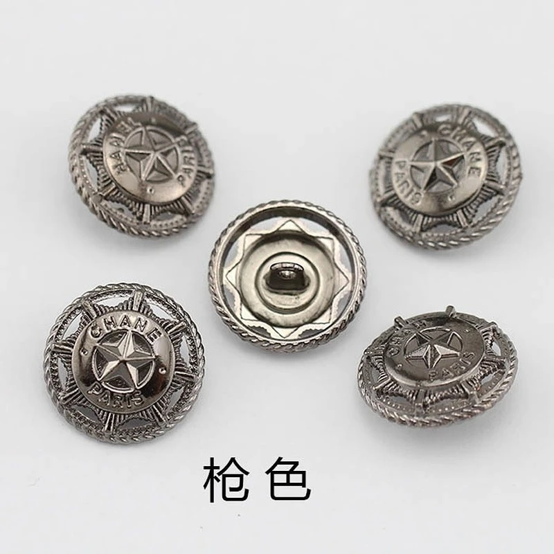 50pcs/pack of New High-grade Metal Personality Hollow Star Buttons DIY Retro Windbreaker Coat Decorative Buttons