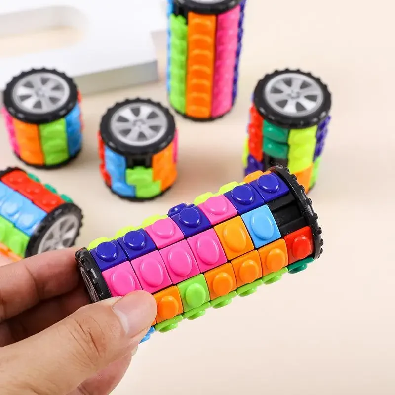 1Pcs Wheel Rotating Develop Intelligence DIY Cylindrical Puzzle 3D Corn Cube Tower 3/5/7 Layers Cylinder Stress Relief Toy