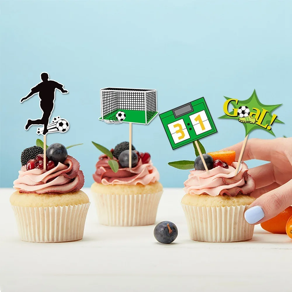 8pcs creative Single Side Football Theme Cake Insert Card Disposable funny Cake Topper DIY Cake Flag Kids Birthday