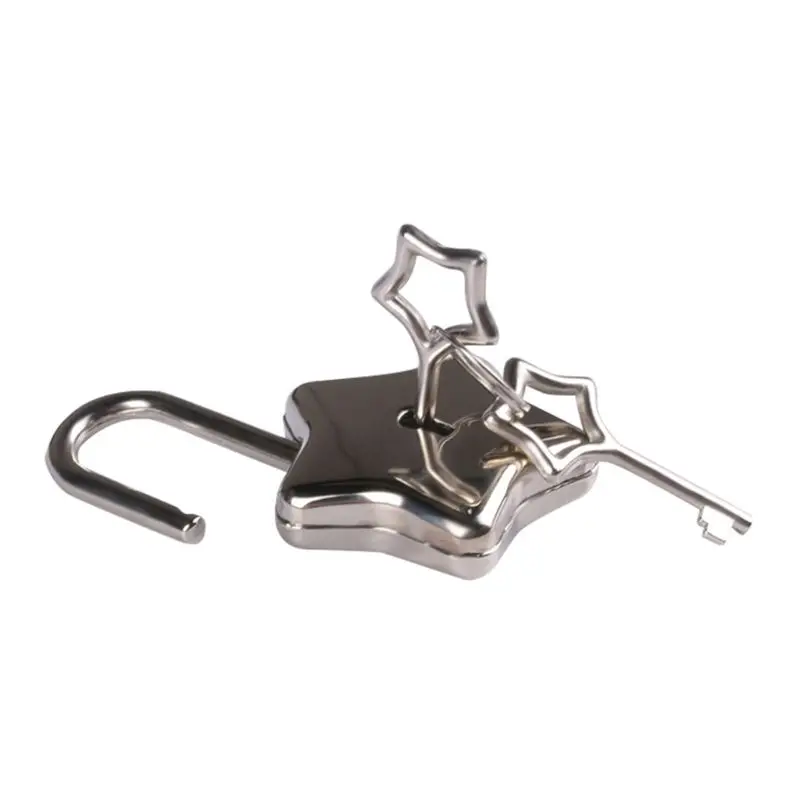 Mini Silver Tone Cute Star Shaped Padlock with Key for Jewelry Box,Purse Handbag,Cabinet,Treasure Drop Shipping