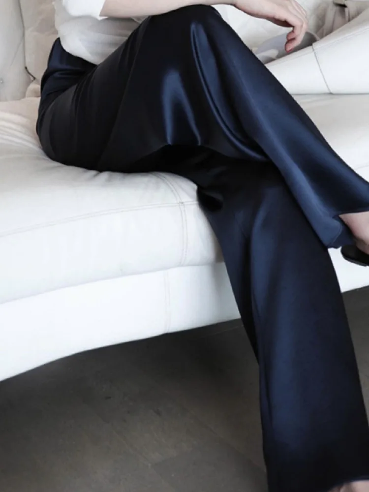 Spring and Summer New Basic Acetate Fabric Mercerization Minimalist Loose Casual Women's Wide Leg Pants