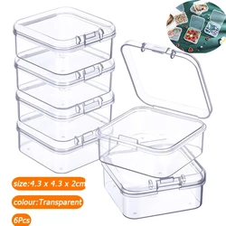 6Pc Mini Dozen Vierkante Clear Plastic Jewelry Storage Case Container Verpakking Doos Voor Oorbellen Ringen Kralen Verzamelen Kleine Items