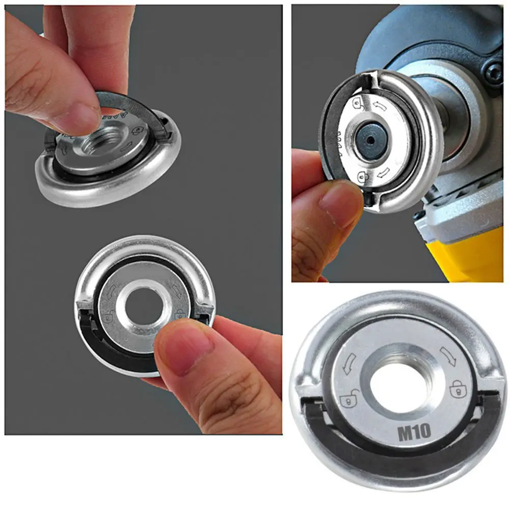 1/2Pcs M10 For M14 Quick Release Self-Locking Grinder Pressing Plate Flange Nut Power Chuck Angle Grinder Pressure Plate Replace