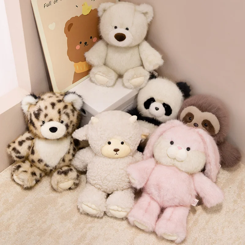 Kawai Running Series Plushie Super Cute Animal Figurines Lifelike Sloth Leopard Panda Plush Toy Birthday Gift For Boys And Girls