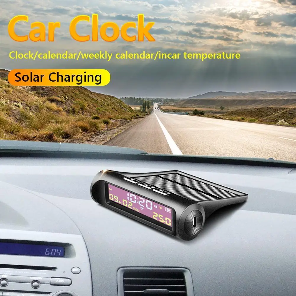 

Look Solar LCD Car Auto Digital Clock with Date In-Car Temperature Display