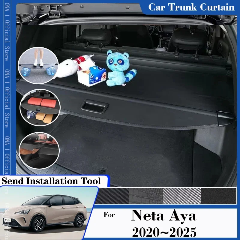 

For Neta Aya V V-II Pro 2020~2025 Car Trunk Curtain Covers Black Retractable Luggage Curtain Rack Partition Pad Auto Accessories