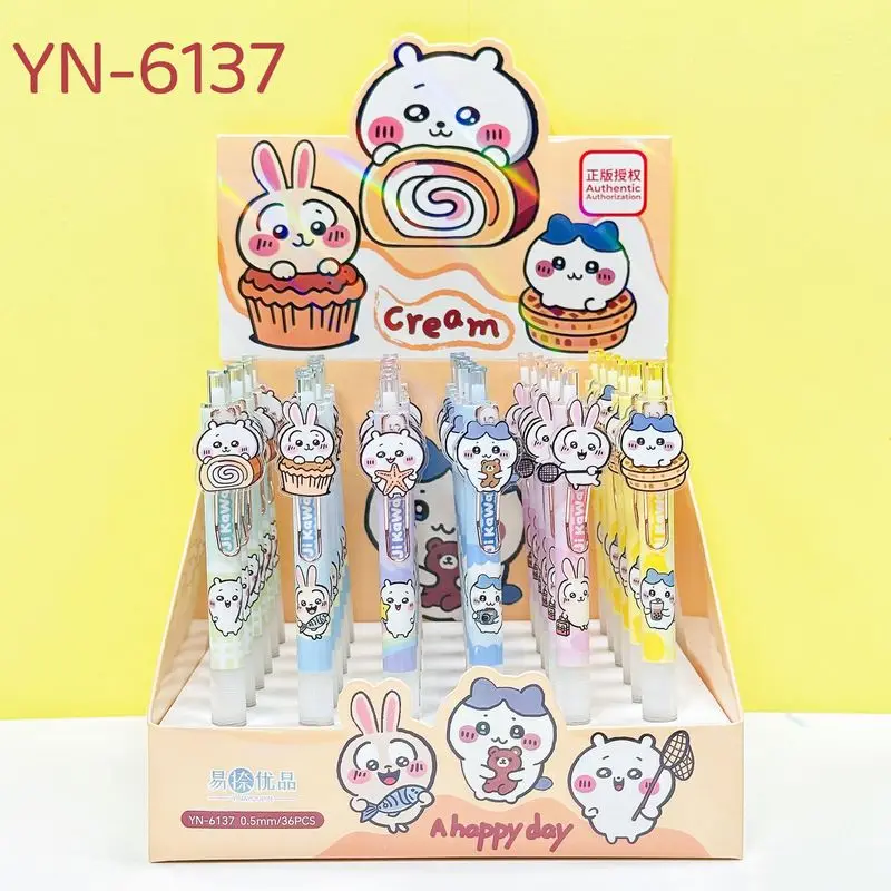 

6/36pcs Chiikawa Patch Neutral Pen Cute Cartoon Student Writing Smooth Press Brush Question Pen Black 0.5mm Stationery Gift