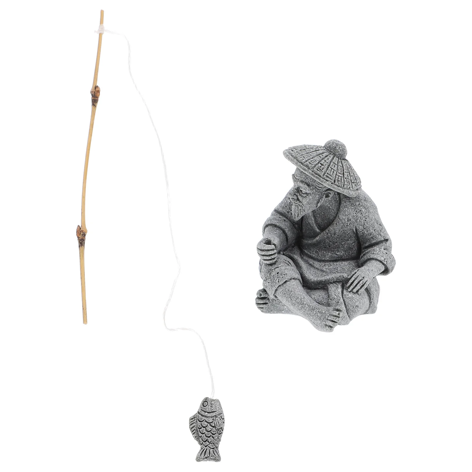 1 قطعة الحجر الرملي صياد لحوض السمك بونساي صياد الزينة حديقة ديكور المنزل سطح المكتب مصغرة حلية