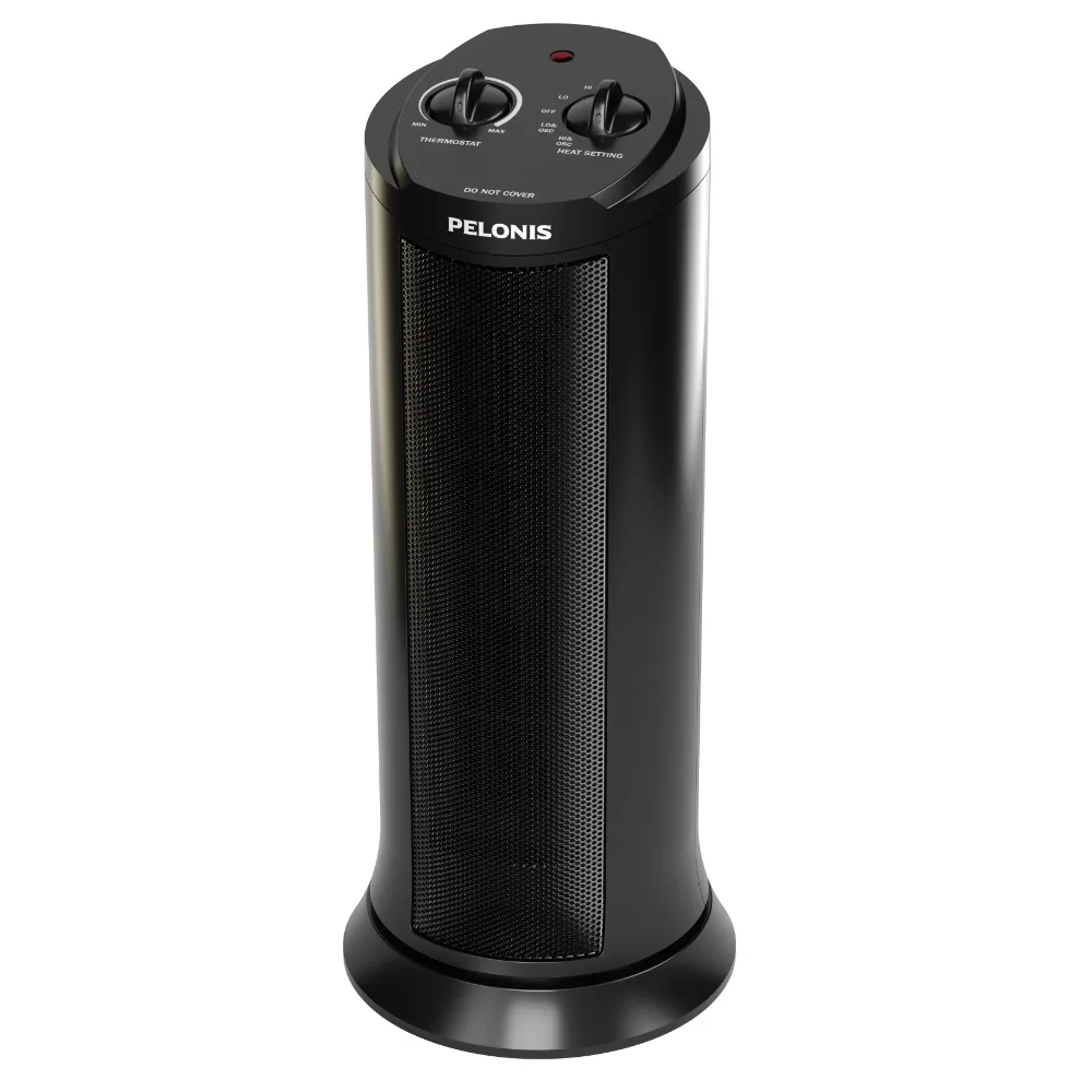 1500W Ceramic Tower Space Heater, Black, Ideal for Small to Medium-sized Rooms, High Quality Cool-touch Flame Resistant Material